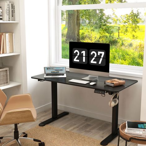 MEUBLIV Elektrischer Schreibtisch höhenverstellbar 140x70 cm schwarz mit Memory (1/5)