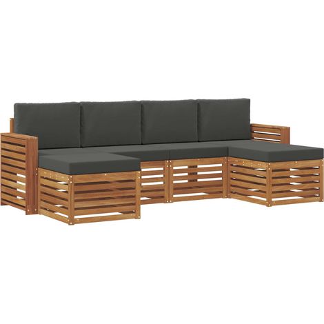 Outdoor-Sofagarnitur 6 stk. Natur und Anthrazit vidaXL (1/5)