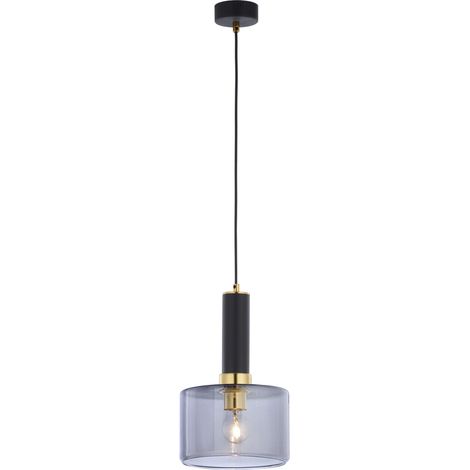 Lampada a sospensione VANES nero oro vetro fumé E27