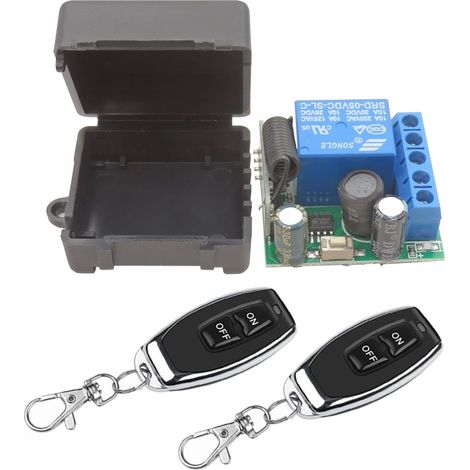 Commutateur de Télécommande sans Fil 433Mhz 5V 12V 24V 1 Canal Radio Commande Relais Récepteur avec 2 émetteurs Porte-clés Contacts sans potentiel contrôleur de Relais (1/5)