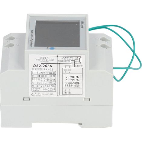 Compteur électrique rail DIN D52‑2066, voltmètre ampèremètre LCD, moniteur puissance AC 40-300V 0-45000W, multimètre rail type mesure courant tension (1/5)