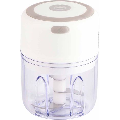 Mini hachoir à ail, lame en acier inoxydable de qualité alimentaire, puissant, rechargeable par USB, presse-ail électrique 250 ml (8,6 x 5,1 x 7,1 cm), blanc (1/5)