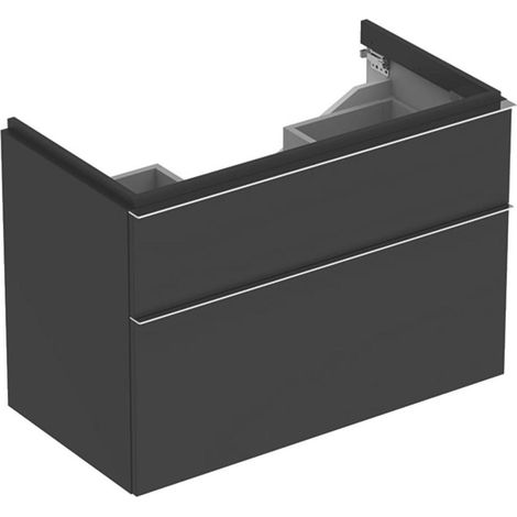 Mueble bajo lavabo Geberit iCon, con dos cajones: Ancho 89cm, Alto 62cm, Fondo 47,7cm, Gris aterciopelado / Lacado mate (1/3)