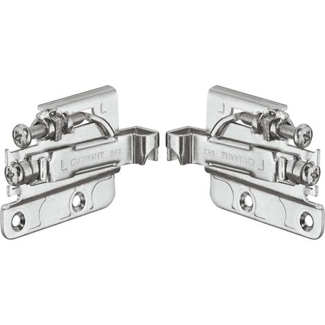 Ferrure de suspension meuble acier zingué à visser pour élément haut paire (1 gauche L et 1 droite R) réglable hauteur et profondeur 80kg/paire Armoire Cuisine Salle de bain Raccord Connecteur Support (1/2)