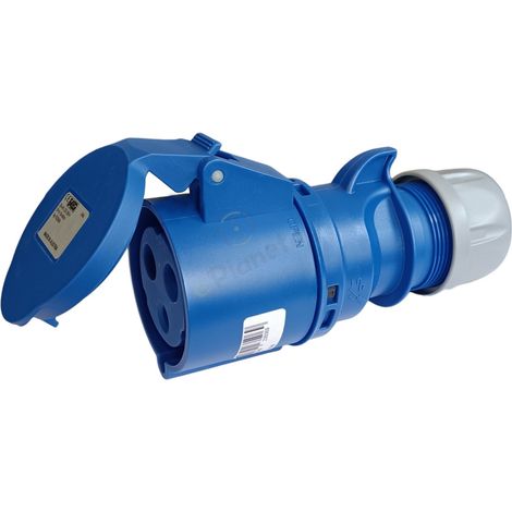 Presa industriale volante 230V CEE 6H 2P + T 32A IP44 per esterno impermeabile blu (1/4)