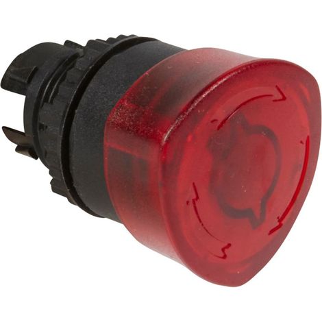 Coup de poing Ø40 pousser-tourner lumineux coupure d'urgence IP69 Osmoz composable rouge LEGRAND 024091