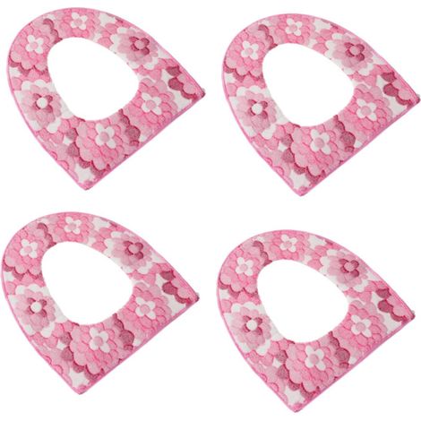 Funda de franela para asiento de inodoro con cremallera, gruesa, rosa, cálida e impermeable, ideal para otoño e invierno, para (4 piezas) (1/5)