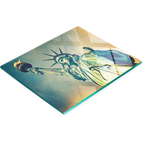 Tabla de cocina decorativa multifuncional de vidrio con forma de la Estatua de la Libertad, 60x52 cm.