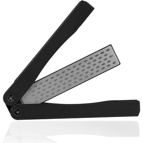 Pierre à aiguiser - Pliable - -DOUble face - Convient aux outils d'extérieur, couverts, outils de jardinage, ciseaux - Noire-DOU
