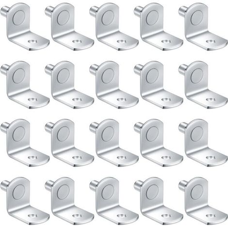 20 Pièces Chevilles de Support Étagère Métal L Forme, 5mm Support Équerre, Consoles et Taquets pour Étagères pour Meuble Armoire Placard Bibliothèque (1/4)