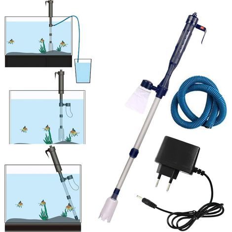 Electric Aquarium Gravel Cleaner Kit with Battery, Siphon, Sand Washing Adapter (11cm-62cm) (1/5)