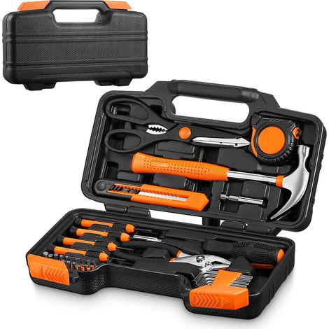 Werkzeugkoffer, 39-teiliger Werkzeugkasten, komplettes Werkzeugset mit Schraubenschlüsseln, Präzisionsschraubendreher-Set, Hammer, Zange (1/5)