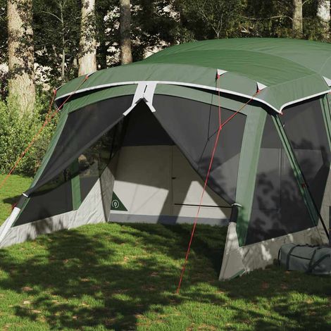 vidaXL Camping Tent with Porch 4-Person Green Waterproof (1/5)