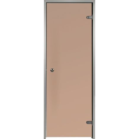 Puerta para baño de vapor en cristal templado de 8mm vidrio de seguridad color bronce 60 x 190 cm y marco de aluminio (1/4)