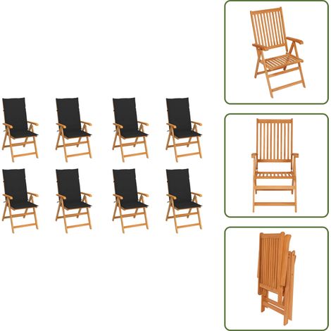 Verstellbare Gartenstühle mit Auflagen 8 Stk. Massivholz Teak - Gartensessel - Gartenmöbel - Teakholz Möbel - Outdoor Möbel - Lounge Chair (1/5)