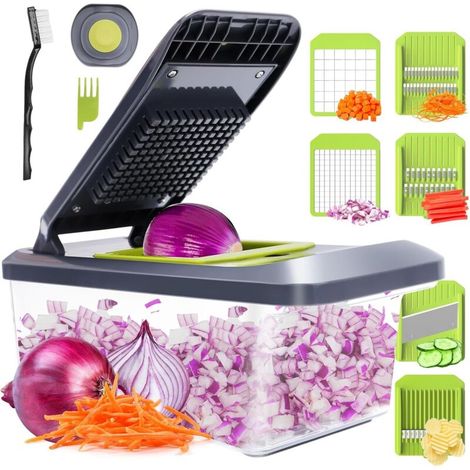 SABIR Mandoline Cuisine Coupe Legumes Multifonctions - Mandoline Professionnelle Cuisine avec 6 Lames Julienne de Légumes Coupée en Dés Manuel (1/5)