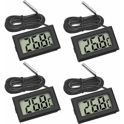 Mini-Digital-LCD-Temperaturthermometer mit Temperatursonde, Sensortester für Kühl- und Gefrierschränke, Aquarien (4 x Schwarz) (1/5)