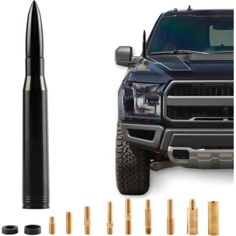 Antenne automobile universelle, compatible avec les camions Ford, Dodge, Chevrolet, GMC, Jeep et Toyota - fabriquée en alliage d'aluminium vierge durable, noir. (1/4)