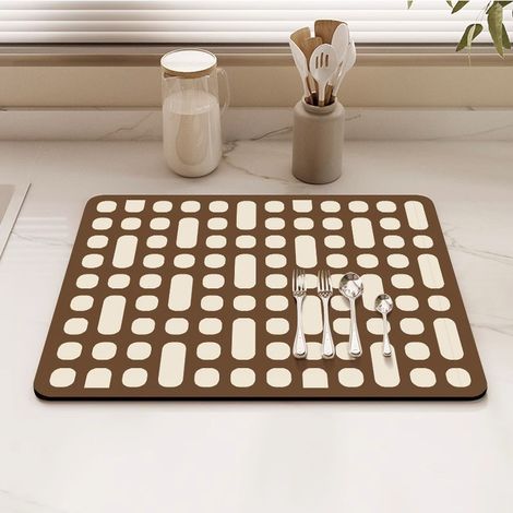 Geschirrtrockenmatte – Saugfähige Arbeitsflächenmatte für Kaffeemaschine und Geschirrständer –(40×60cm) (1/5)