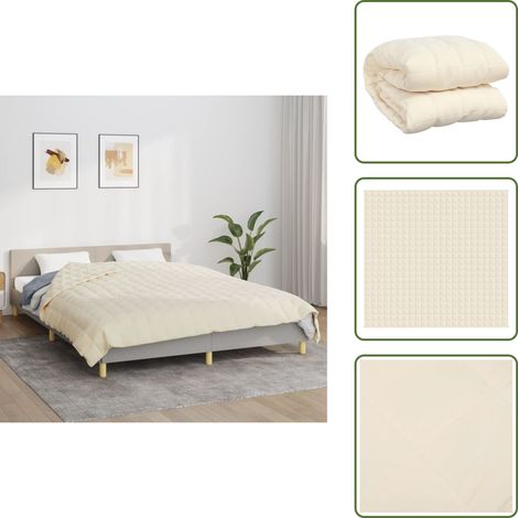 Couverture lestée Crème clair 220x230 cm 11 kg Tissu - Couverture Lestée - Couverture Poids - Sommeil Profond - Relaxation - Stress (1/5)
