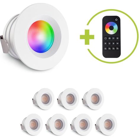 Einbaustrahler Mini flach Torino 3W RGBW IP44 - Farbe: weiß - Anzahl: 8x
