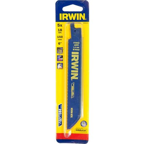 IRWIN 618R Sabre Saw Blades 150mm Metal Cutting 18 tpi Pack of 5