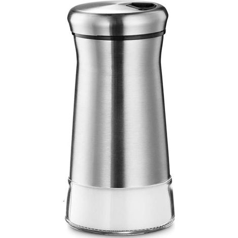 Ensemble salière et poivrière – Distributeur d'épices avec trous verseurs réglables – Acier inoxydable et verre (1/4)