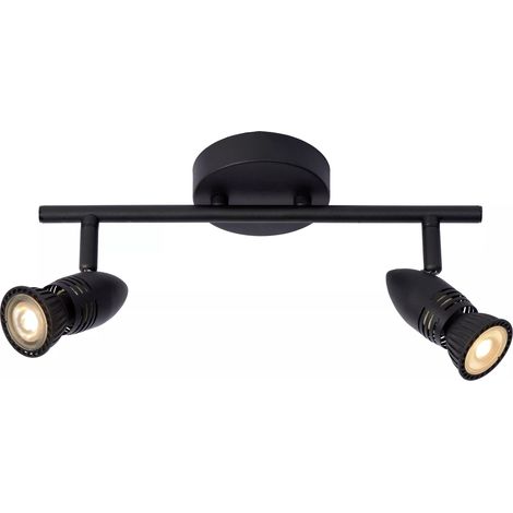 Plafoniera nera 2 spot orientabili GU10 5W Lucide (1/5)
