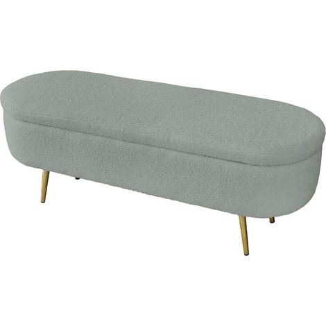 Panca contenitore in tessuto teddy verde cm 122x41x47h (1/5)