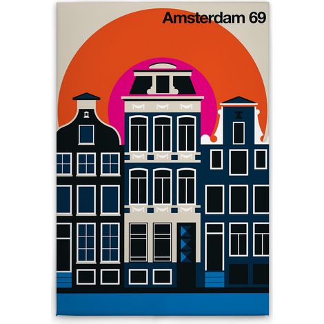 Leinwandbild Retro Amsterdam M1-No.50804 - Kunstdruck auf Leinwand in Creme Schwarz - Wandbild 30 x 45 cm (1/5)