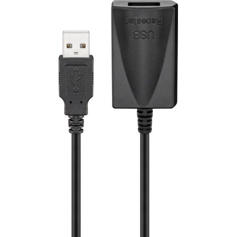 goobay USB - Extension Repeater Cable, 5m - Cable USB (5m, 5 m, Male Connector/Female Connector, Negro)
