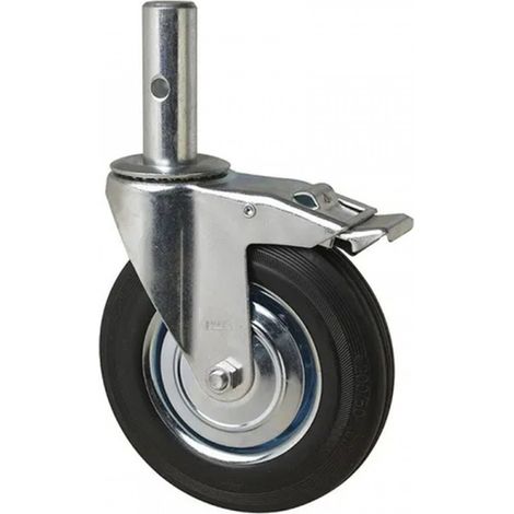 Ruota per ponteggio 200mm asse maschio 34mm con freno