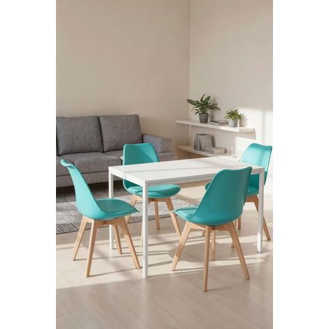 Orion91 sirio chair aquamarine color padded seat faux leather and beech legs 54x81x48cm dining room office living room teleworking kitchen - spazioluzio (1/5)