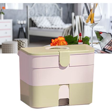 Boîte de Rangement Cosmétique à 2 Étages avec Manne Portable - Grande Capacité pour Vernis à Ongles et Accessoires de Coiffure (1/5)