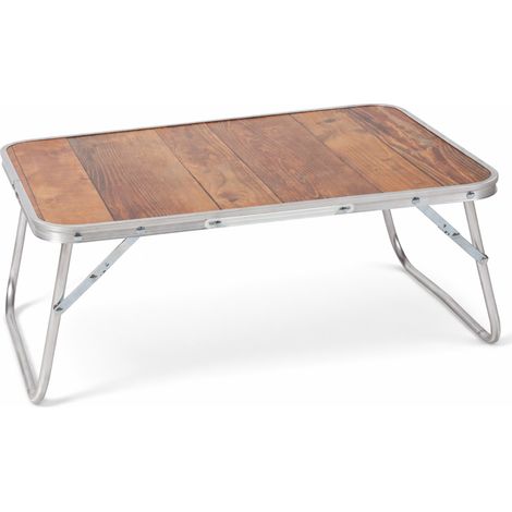 Tavolo Vassoio Pieghevole 60x40x25 cm Tavolino per Divano Letto in Alluminio e MDF Legno (1/4)