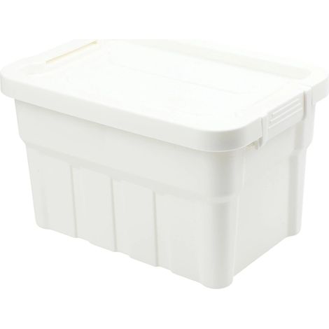Bacs de rangement empilables avec couvercles, boîtes de rangement en plastique PP pour la maison et le camping, conteneurs verticaux pour économiser de l'espace pour jouets, matériel de cuisine, blanc (1/4)