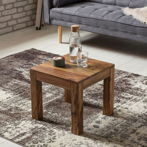 Table basse carrée 48x48x11 cm en bois de sheesham massif (1/4)