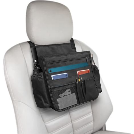 Organiseur de siège arrière de voiture, sac de rangement à suspendre pour siège passager, organisateur de siège avant de voiture pour bureau, enfants, organiseur de cabine de camion avec poche (1/5)