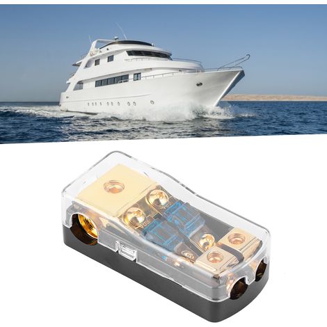 Bloc de distribution de fusibles 60 A, porte-fusibles mini ANL 2 voies, calibre 0/4 vers calibre 4/8, pour système audio automobile ou bateau (1/5)