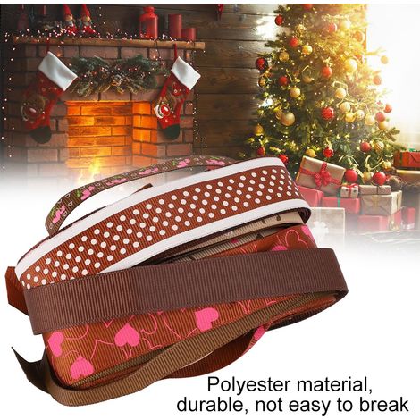 12 bandes de tissu colorées pour cheveux, cadeaux et décoration - Assortiment kaki 6-25mm - 12 pièces (1/5)