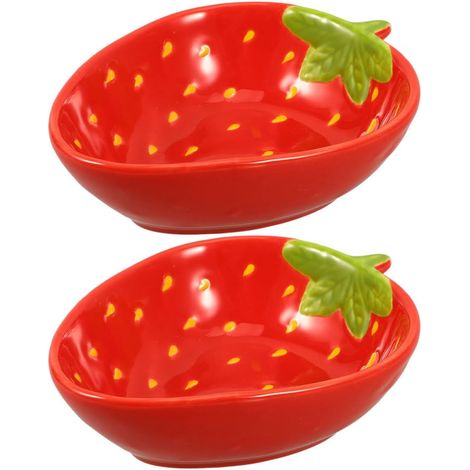 Coupe à fraises JeiibrZui - 13 x 10,5 cm - Service de 2 pièces pour fruits et desserts - Rouge et blanc (1/5)