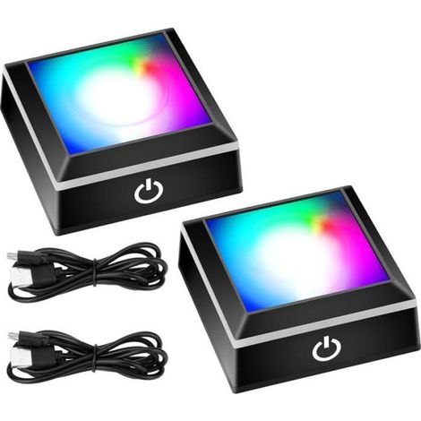 Base Lumineuse LED pour Cristal, 2PCS Support Éclairé Changeant de Couleur pour Ornements en Verre - LAMPE A POSER (1/4)