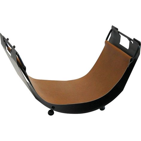 Portalegna nero e ecopelle marrone h. 35 l. 60x39 cm. Made in Italy