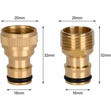 Lot de 2 Adaptateur Tuyau Arrosage, Raccords d'arrosage en Laiton, 1/2" Rapides Ensemble Connecteur pour Tuyau d'arrosage, Arrosa (1/2)
