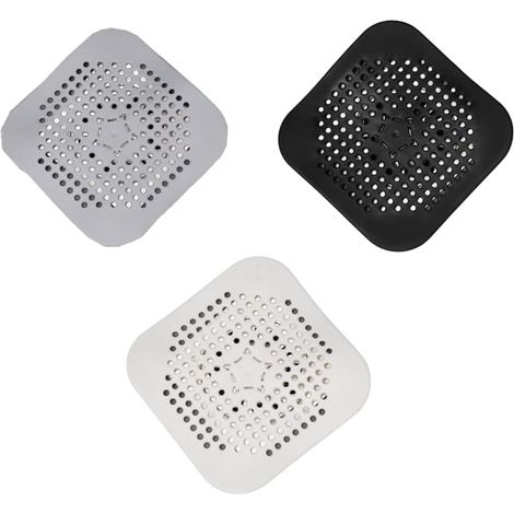 Filtre de Couverture de Drain de Baignoire,3 protecteurs de Drainage en Silicone pour évier de Cuisine, Salle de Bain (Noir, Gris, Blanc) (1/5)