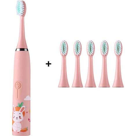 Brosse à dents électrique pour enfants, 4 modes de nettoyage, étanche IPX7, avec 6 têtes de brosse pour un usage prolongé (1/4)