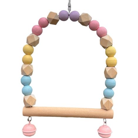 Balançoire en bois ING pour perroquets avec clochettes, jouet pour cage à oiseaux, corde à grimper et à suspendre, matériau naturel pour perroquets, perruches et oiseaux de volière, divertissement et (1/5)