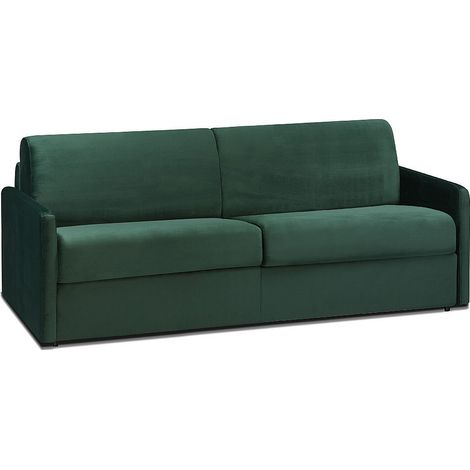 Canapé 4 places convertible express en velours vert sapin avec assise mémoire de forme - Couchage 160 cm - Matelas 22 cm avec assise mémoire de forme CALIFE