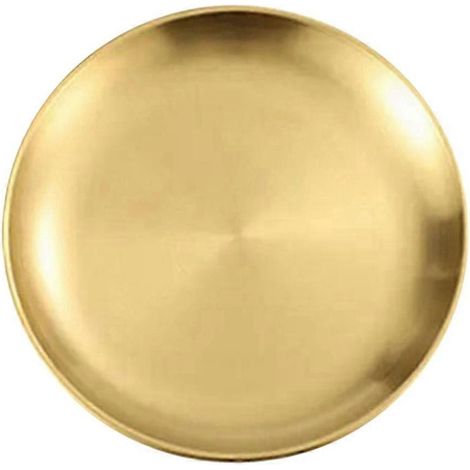 Assiette ronde en acier inoxydable, vaisselle de camping antirouille, empilable, 17 cm (1/4)