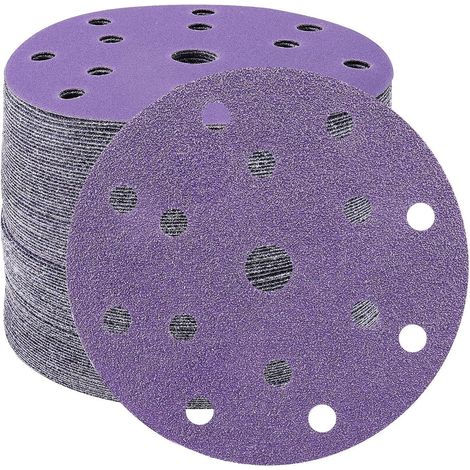 Schleifpapier 150mm Klett 40 Körnung 15 Loch für Exzenterschleifer Keramik (1/5)